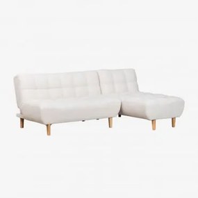 Divano Letto Chaise Longue 3 Posti Madison Ciniglia Bianco Avorio - Sklum