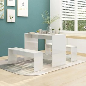 Set Da Pranzo 3 Pz Bianco Lucido İn Truciolato /