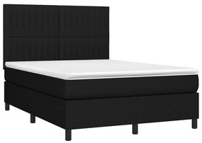 Letto a molle con materasso e led nero 140x200 cm in tessuto