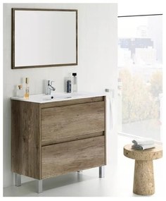 Mobile bagno 80 cm con lavabo e specchio rovere - Dakota 94611