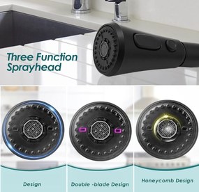 Aeratore per rubinetto EYN DEL1712 orientabile a 360° con 3 getti, disponibile in più finiture — B