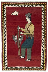 Gabbeh Tappeto 90x130 Rosso (Iran) Annodato A Mano