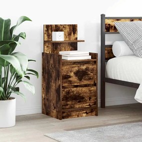 Comodini Con 2 Cassetti 2 Pz Rovere Fumo 38x34x80 Cm /