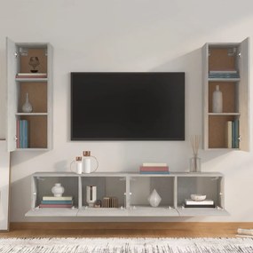 Set di mobili porta tv 4 pz grigio cemento in legno multistrato