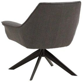 Poltrona girevole SEAPORT in tessuto grigio e gambe in metallo nero