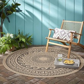 Tappeto rotondo per esterni nero e beige ø 120 cm Comilla - Ayyildiz Carpets