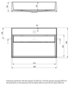 Deante CQR_SU6M - Lavabo da appoggio CORREO 40x60 cm granito/grigio metallico