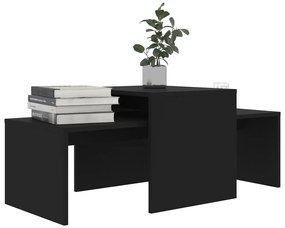 Set tavolini da salotto nero 100x48x40 cm in legno multistrato