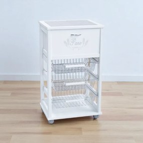 Carrello cucina portafrutta con portapane LACCATO BIANCO