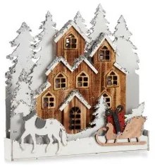 Statua Decorativa Paese Natale Bianco Marrone Legno 44 x 44,5 x 6 cm