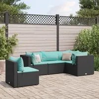 Set Divani da Giardino 5 pz con Cuscini Nero in Polyrattan 3308156