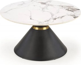 Tavolino da caffè Goretti effetto marmo bianco/nero - ø80/h42 cm