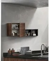 Pensile cubo per cucina sospeso, Noce dark, ZLCINFCUCBD