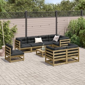 Set divani da giardino 9 pz in legno impregnato di pino