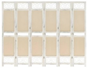 Divisorio A 6 Pannelli Crema 210x165 Cm İn Tessuto /