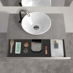 Arredo bagno sospeso 100 cm Master grigio effetto cemento con top e specchio