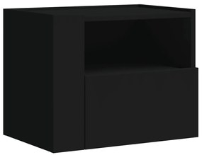 Comodino a muro nero 45x30x35 cm