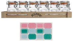 Set di 6 spezie in un ripiano di legno Herbs&Spices - Kilner