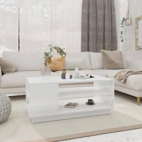 Tavolino Da Salotto Bianco 102x55x43 Cm İn Truciolato /