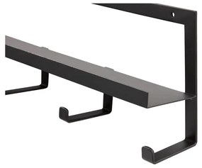 Appendiabiti da parete in metallo nero con ripiano Quinn - WOOOD