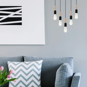 Lampadario a cavo SIMON 5xE27/60W/230V nero