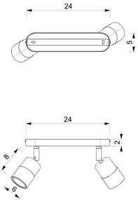Luce Spot MIZU 2xGU10/8W/230V nero/ottone