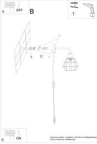 Sollux SL.1164 - Applique SUBA 1xE27/15W/230V nero