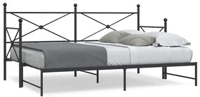 Divano Letto Estraibile Senza Materasso Nero 90x200 Cm Acciaio /