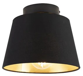 Plafoniera con paralume in cotone nero con oro 20 cm - Combi Black