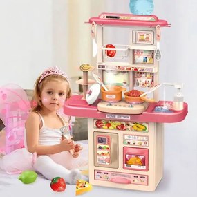 Cucina compatta per bambini con LED + 10 accessori - rosa