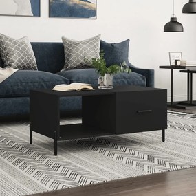 Tavolino Da Salotto Nero 90x50x40 Cm İn Legno Multistrato /