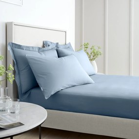 Lenzuolo con angoli blu in percalle di cotone 185x200 cm Cotton Percale – Bianca