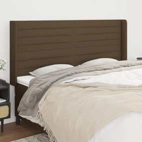 Testiera Ad Orecchio Marrone Scuro 163x16x118/128 Cm İn Tessuto /