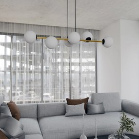 Lampadario a sospensione GRAVITY 6 Nero/Bianco e Oro 6xE14