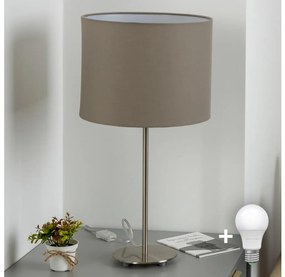 Eglo - Lampada da tavolo LED TUNJA 1xE27/60W/230V 38,5 cm cromo opaco/taupe
