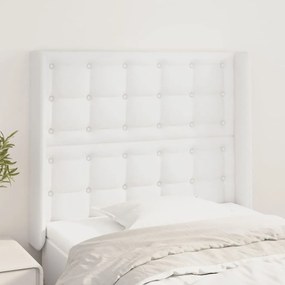 Testiera Ad Orecchio Bianco 93x16x118/128 Cm İn Similpelle /