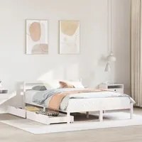 Letto senza Materasso Bianco 135x190 cm Legno Massello di Pino 3301531