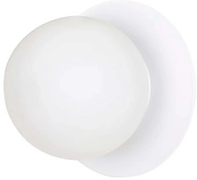 Applique 1 Luce Inari In Acciaio Bianco E Sfera In Vetro Opalino