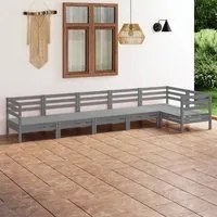 Set Salotto da Giardino 6 pz in Legno Massello di Pino Grigio 3082709