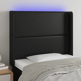 Testiera A Led Nera 103x16x118/128 Cm İn Similpelle /