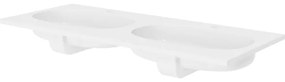 Lavabo a incasso rettangolare doppia vasca Icone L 49.0 x H 14.3 x P 121.0 cm in composito minerale di resina gelificata bianco lucido