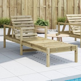 Lettino Prendisole 199,5x62x55 Cm İn Legno Impregnato Di Pino /