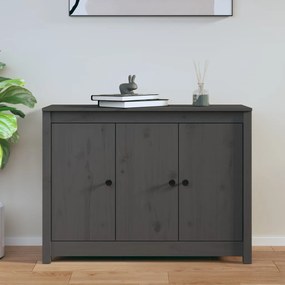 Credenza Grigia 100x35x74 Cm İn Legno Massello Di Pino /