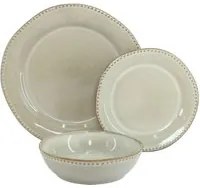 Set di 18 piatti in ceramica Rita rifiniti a mano khaki