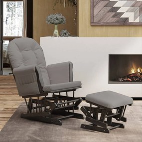 Poltrona Glider Con Sgabello Grigio Chiaro İn Tessuto /