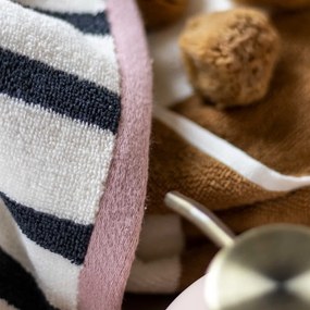 Asciugamano in cotone bianco-marrone 50x95 cm Boudoir - Mette Ditmer Denmark