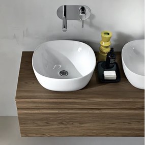 Bagno completo sospeso con base 120 specchio LED e 2 lavabi da appogio - RIO Tek