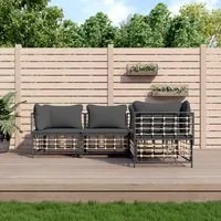 Set Divani da Giardino 4 pz con Cuscini Antracite in Polyrattan 3186747