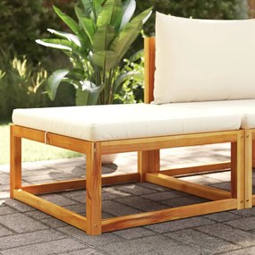 Poggiapiedi Giardino Con Cuscino 65x65x29 Legno Massello Acacia /