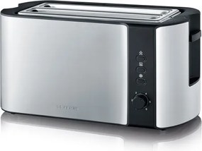 Severin AT 2590 - Tostapane a 4 fette, 1400 W/230 V, acciaio inox/nero